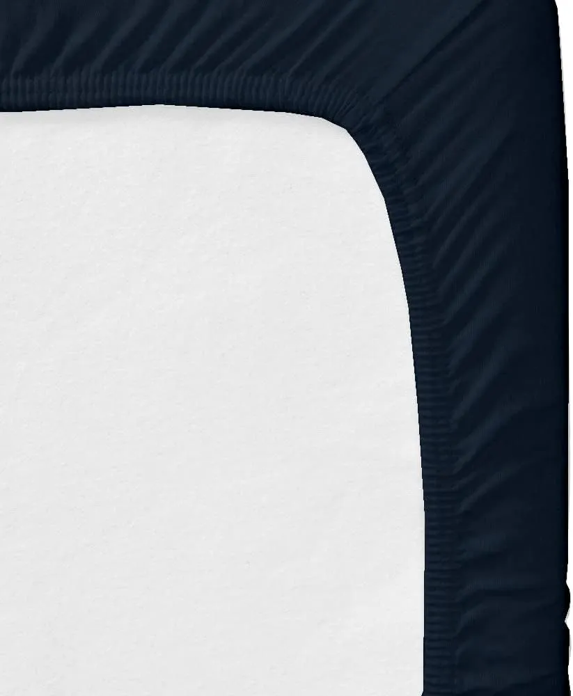 Cot Sheet and Pillow Case 4 Piece Set - 1 cot Fitted Sheet 33" x 75", 1 cot Flat Sheet 64"x 94", 2 Pillow Cases 20"x 30" Perfect for Folding Guest Bed Frame,Rollaway Beds (Navy Blue Solid)