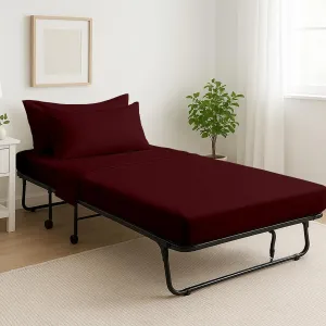 Cottingon 4 Pc Cot Sheets 28"x75" Set, 100% Egyptian Cotton, Perfect for Rollaway Beds, Narrow Twin, Camping, Cot Size, Rv Bunk, Guest Bed Replacement 7" Deep Mattress, Burgundy Solid