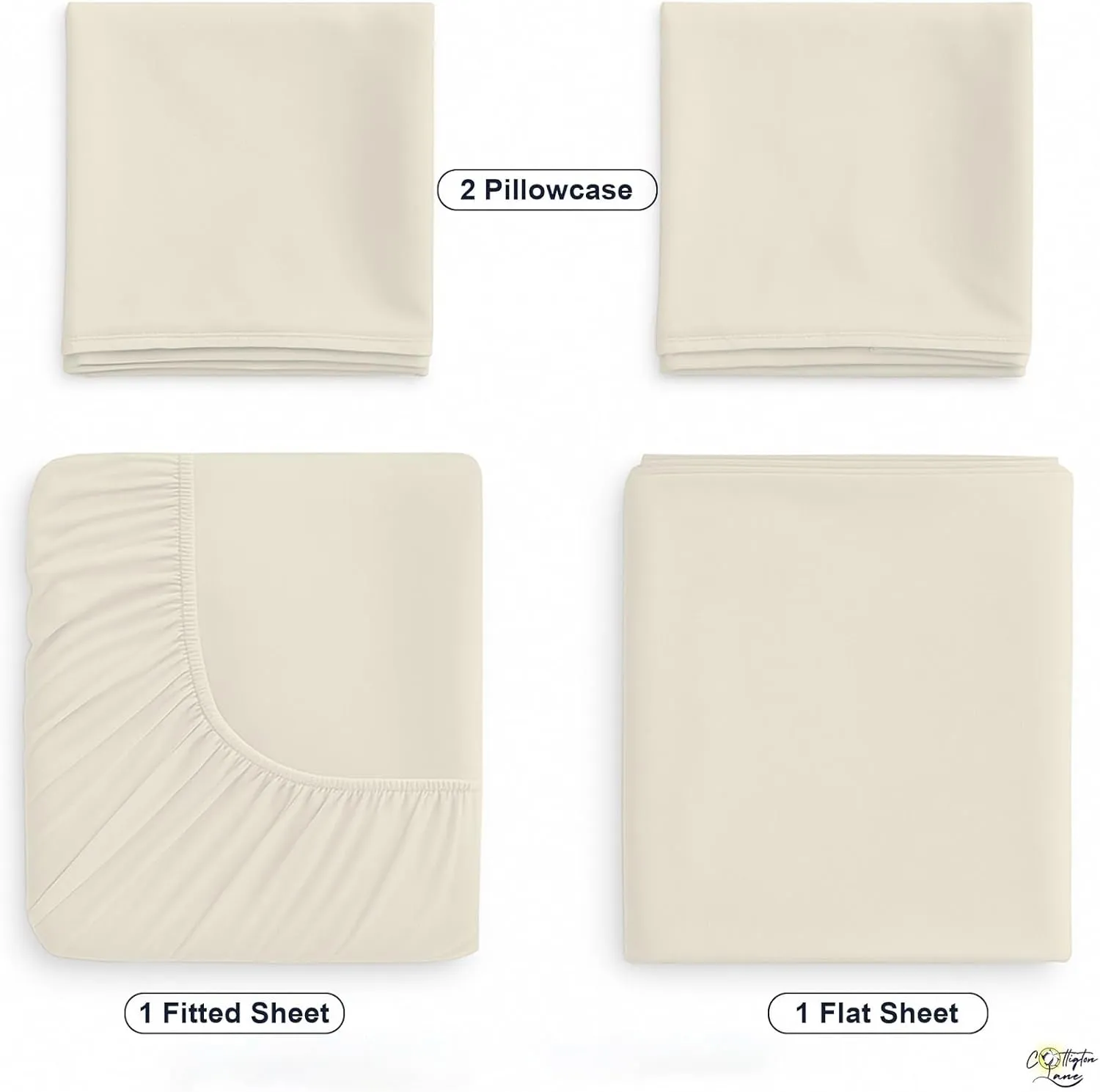 Cottington Lane 4 Piece Cot Sheets Set 25" X 75" with 6 Inch Deep Pocket Ivory Solid, 100% Egyptian Cotton Cot Sheets, Perfect for Narrow Twin, Camp Bunk,Trifold Mattress, Guest Bed Replacement