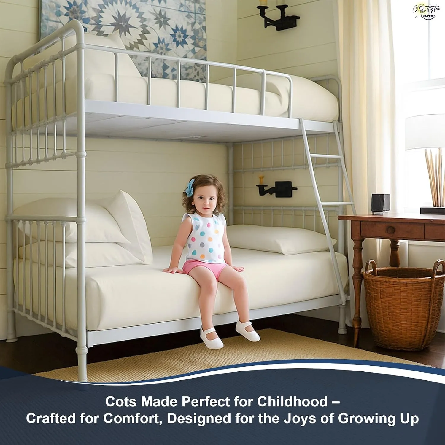 Cottington Lane 4 Piece Cot Sheets Set 25" X 75" with 6 Inch Deep Pocket Ivory Solid, 100% Egyptian Cotton Cot Sheets, Perfect for Narrow Twin, Camp Bunk,Trifold Mattress, Guest Bed Replacement
