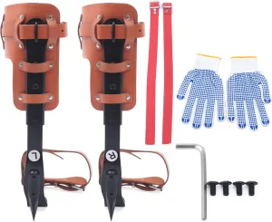 Cowhide Leather Tree Climbing Spikes Set, Sharp Claw Buckle Tree Climbing Gear with Adjustable Climbing Belt Rope, Climbing Tools Kit for Climbing, Picking Fruit, Indoor and Outdoor Sports