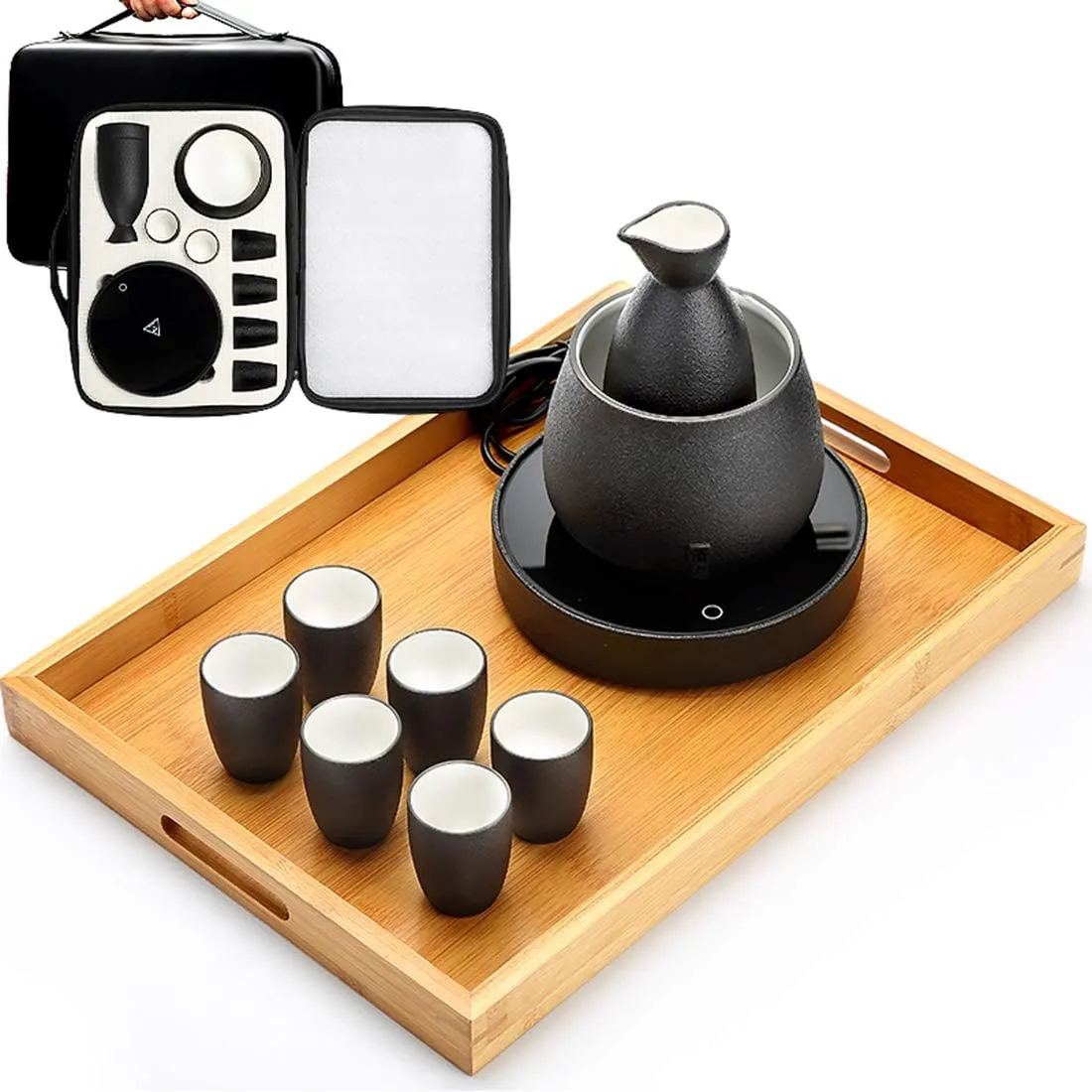 Cups,Crafts Cup Ceramic, Japanese with Storage Bag Sake Cup Set 9 Pieces with Tray Traditional Porcelain Pottery Ceramic Cups Crafts Wine Glasses,10 Pieces of B