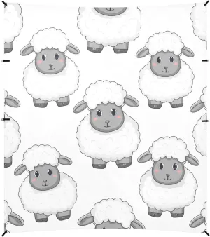 Cute Cartoon Sheep White Tent Beach Canopy Patio Sun Shade Outdoor for Adults Camping Sun Shelter Canopies with Sand Anchor Poles 9.2 × 10.5 FT
