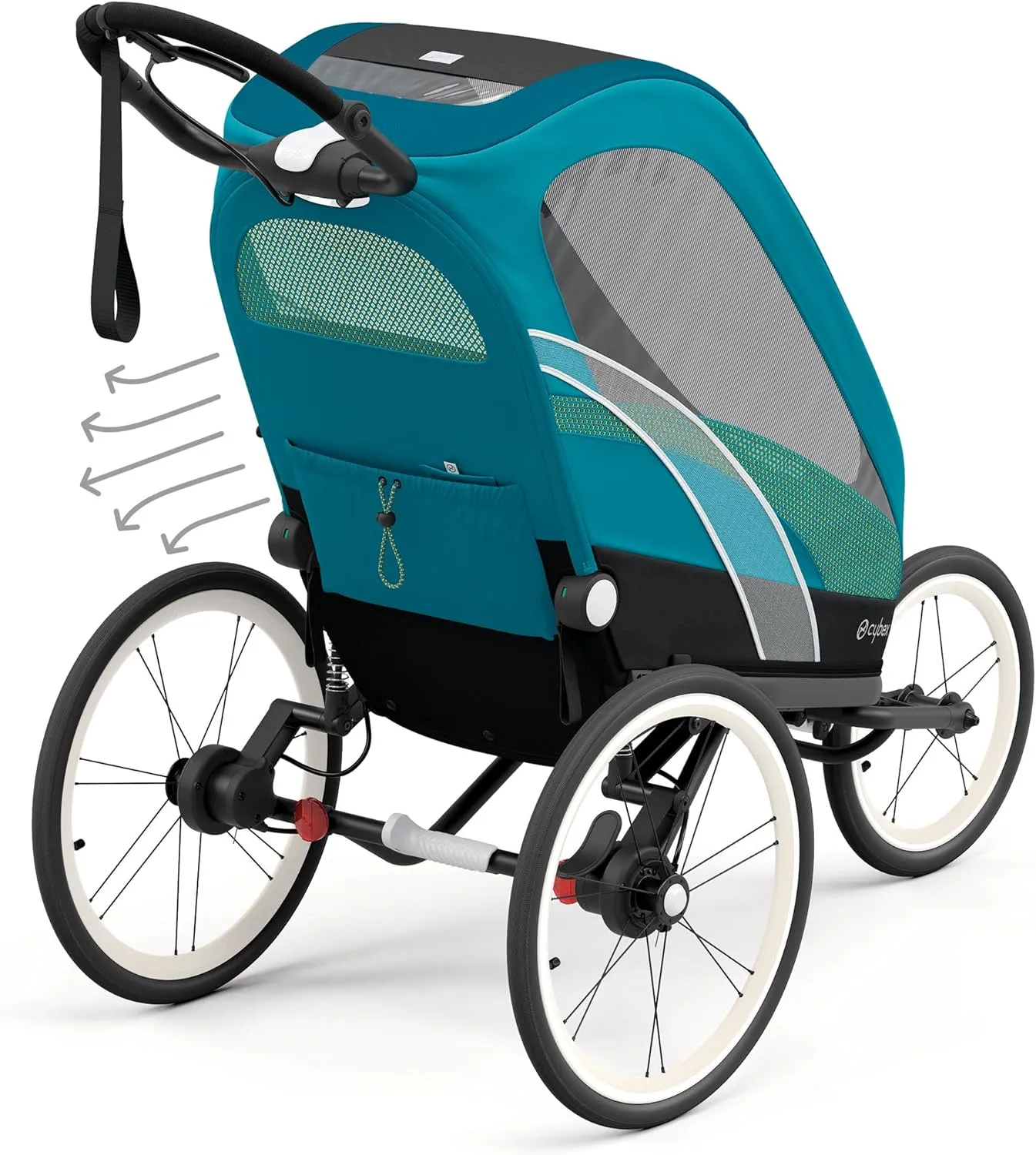 CYBEX ZENO 4-in-1 Multisport Trailer, Compact Fold, Smooth Ride Suspension and Air Filled Tires, Baby Trailer for 6 Months 
