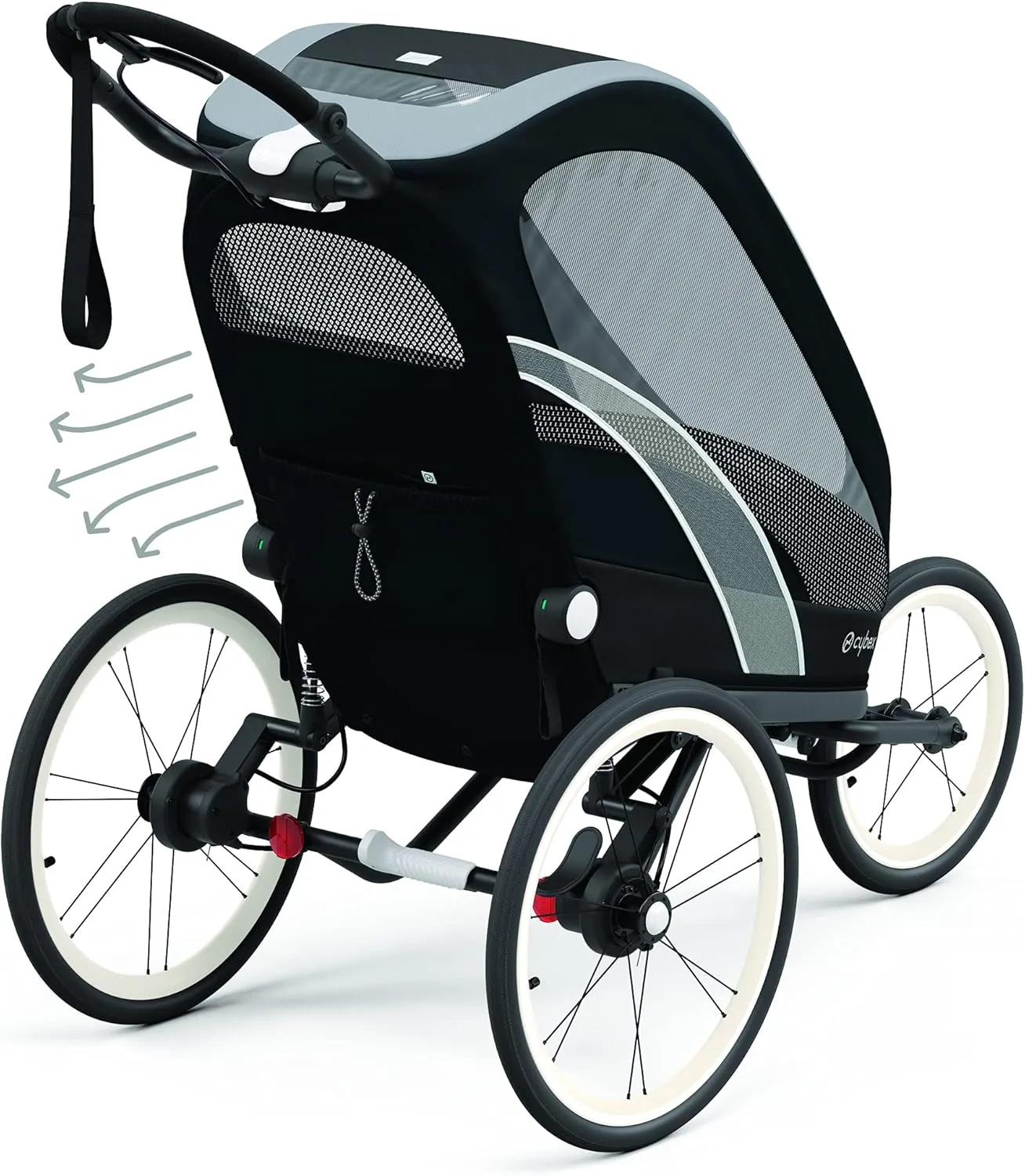 CYBEX ZENO 4-in-1 Multisport Trailer, Compact Fold, Smooth Ride Suspension and Air Filled Tires, Baby Trailer for 6 Months 