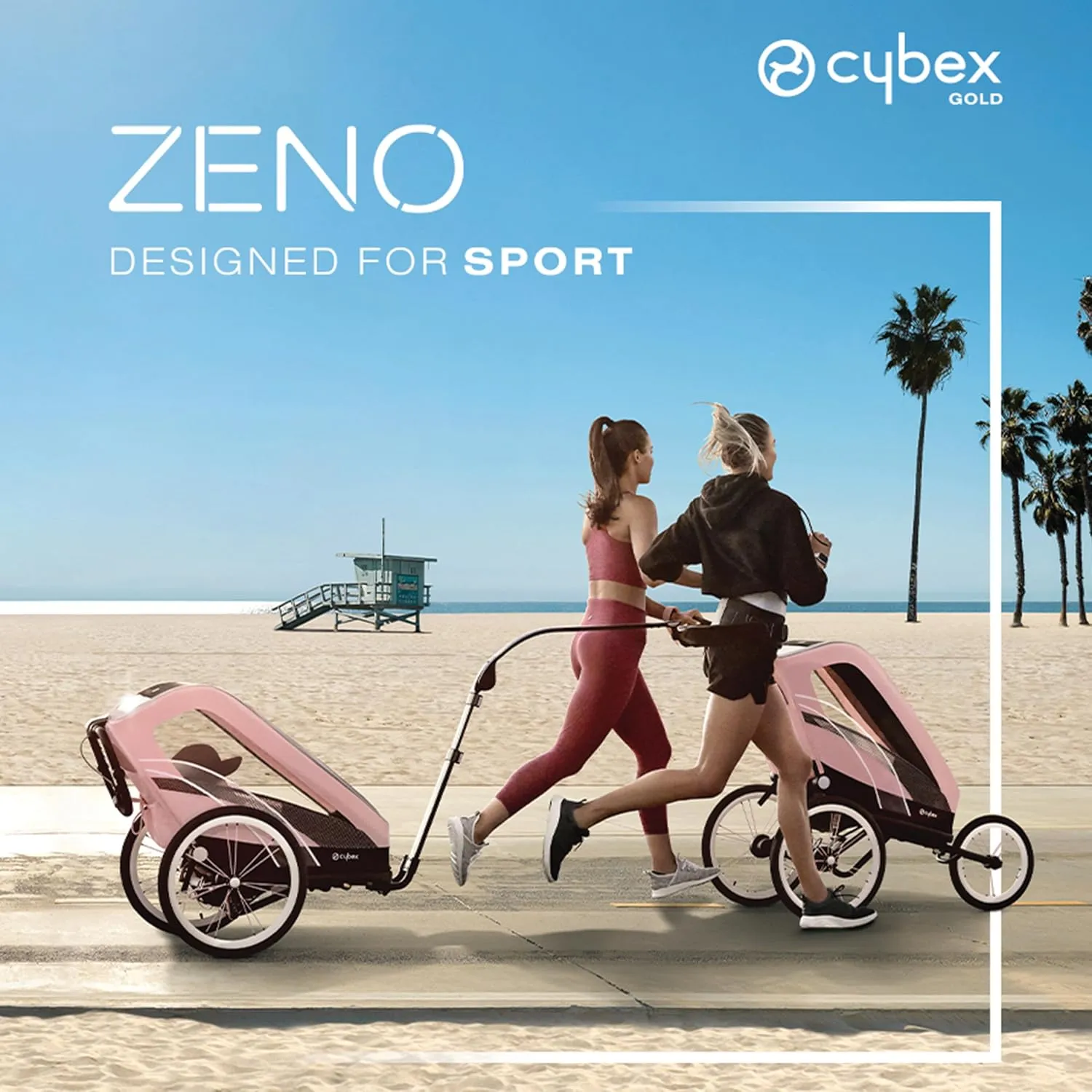 CYBEX ZENO 4-in-1 Multisport Trailer, Compact Fold, Smooth Ride Suspension and Air Filled Tires, Baby Trailer for 6 Months 