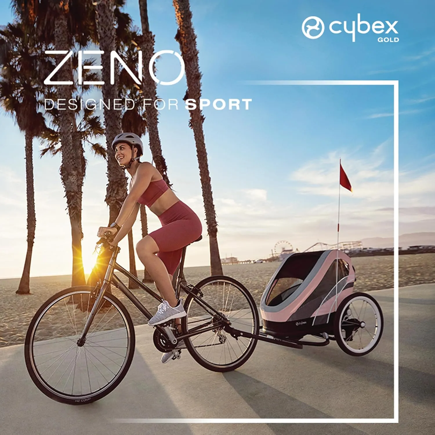 CYBEX ZENO 4-in-1 Multisport Trailer, Compact Fold, Smooth Ride Suspension and Air Filled Tires, Baby Trailer for 6 Months 