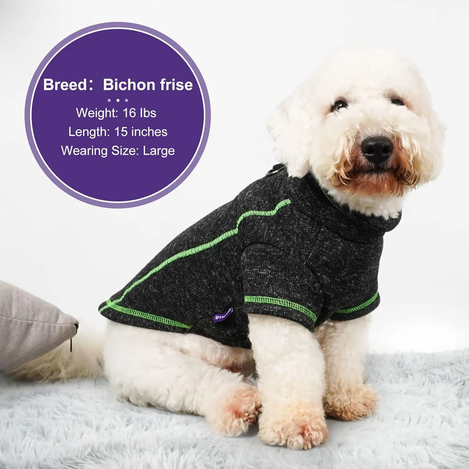cyeollo Dog Coat Fleece Jacket Zipper up Sweater Reflective Jackets with D Ring Warm Clothes Cozy Jackets for Small Dogs