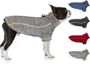 cyeollo Dog Sweater Coat Fleece Jacket Dog Clothes Reflective Zip Up Jackets with Dual D Ring Warm Winter Coat for Small Dogs, Grey Medium