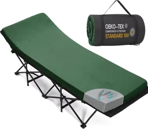 CYMULA Camping Cot Mattress 2in Memory Foam Sleeping Pad,Soft Warm Non-Slip Camping Mattress Topper with Retaining for Adults,Portable Roll up Mattress Pad for Travel (75 x30)（only Mattress）