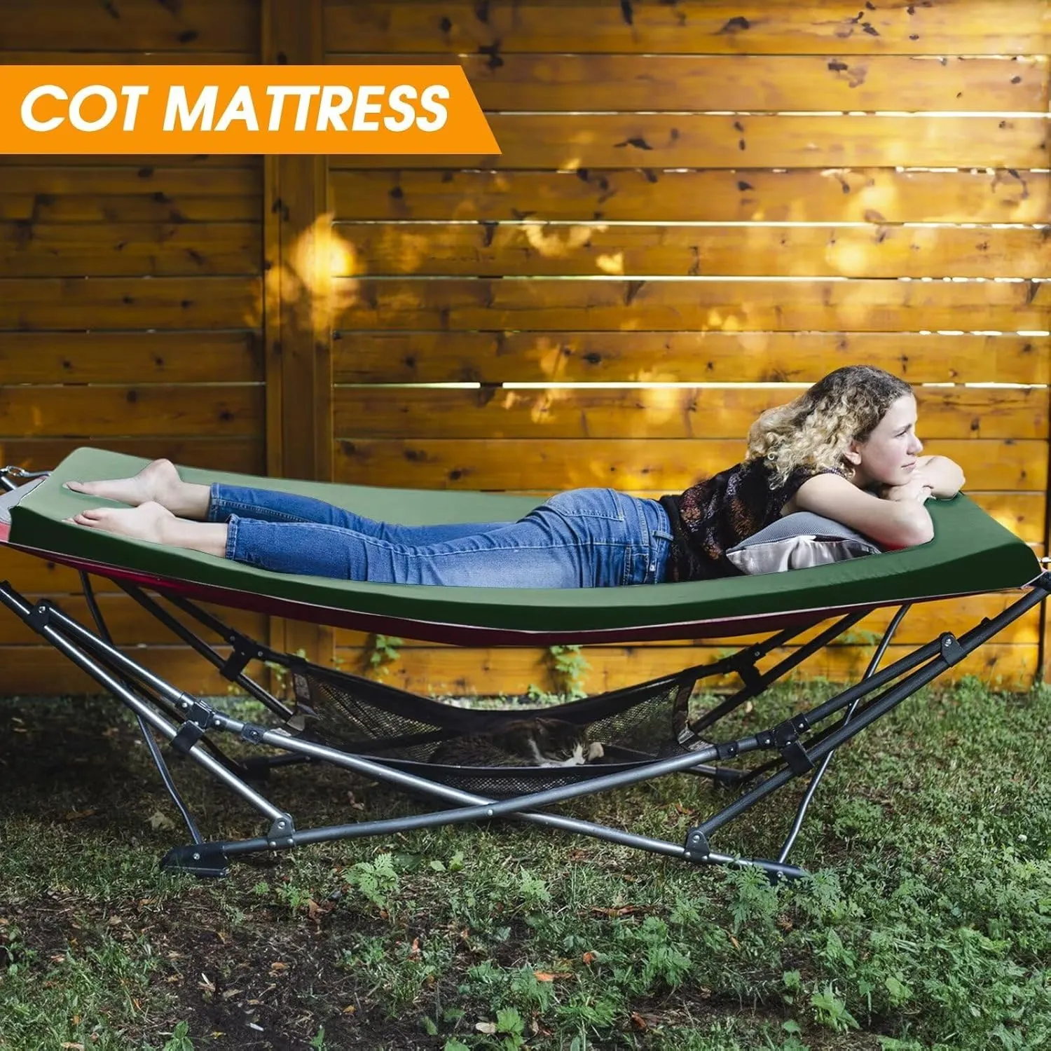 CYMULA Camping Cot Mattress 2in Memory Foam Sleeping Pad,Soft Warm Non-Slip Camping Mattress Topper with Retaining for Adults,Portable Roll up Mattress Pad for Travel (75 x30)（only Mattress）