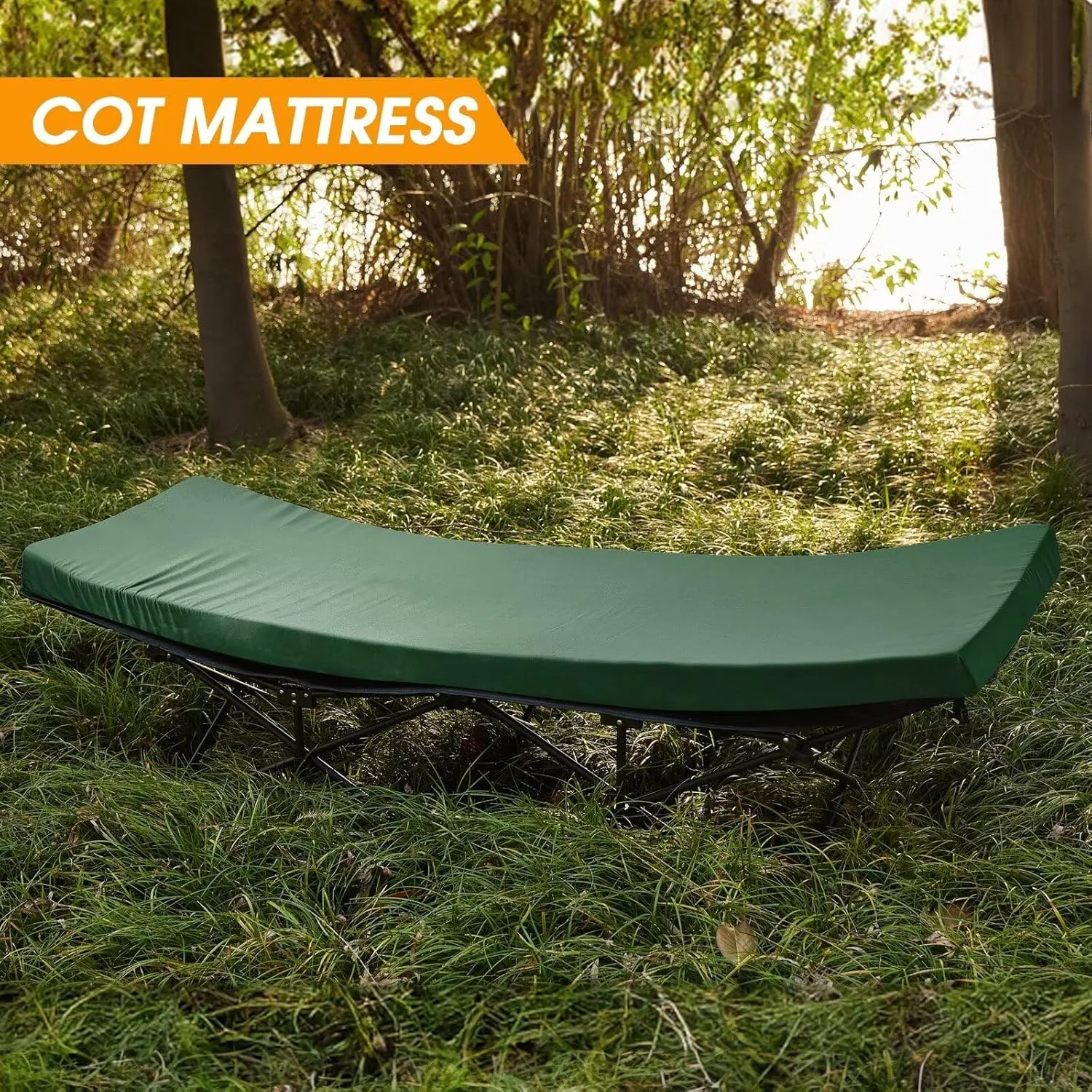 CYMULA Camping Cot Mattress 2in Memory Foam Sleeping Pad,Soft Warm Non-Slip Camping Mattress Topper with Retaining for Adults,Portable Roll up Mattress Pad for Travel (75 x30)（only Mattress）