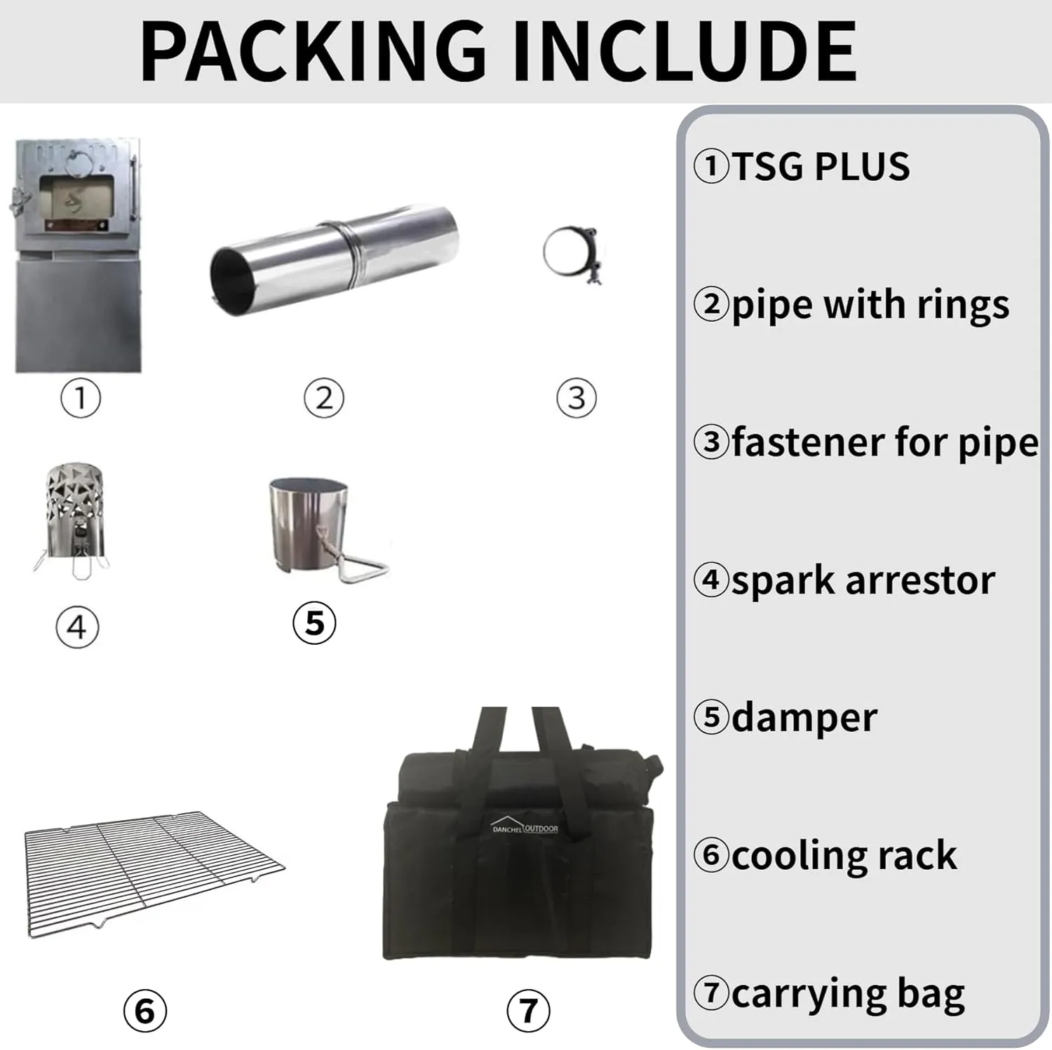 DANCHEL OUTDOOR TSG Portable TA1 Titanium Hot Tent Stove - Lightweight Folding Wood Burning Stove with Roll-Up Chimney Pipe Backpacking Camping Cooking(Small/Large Size Options)