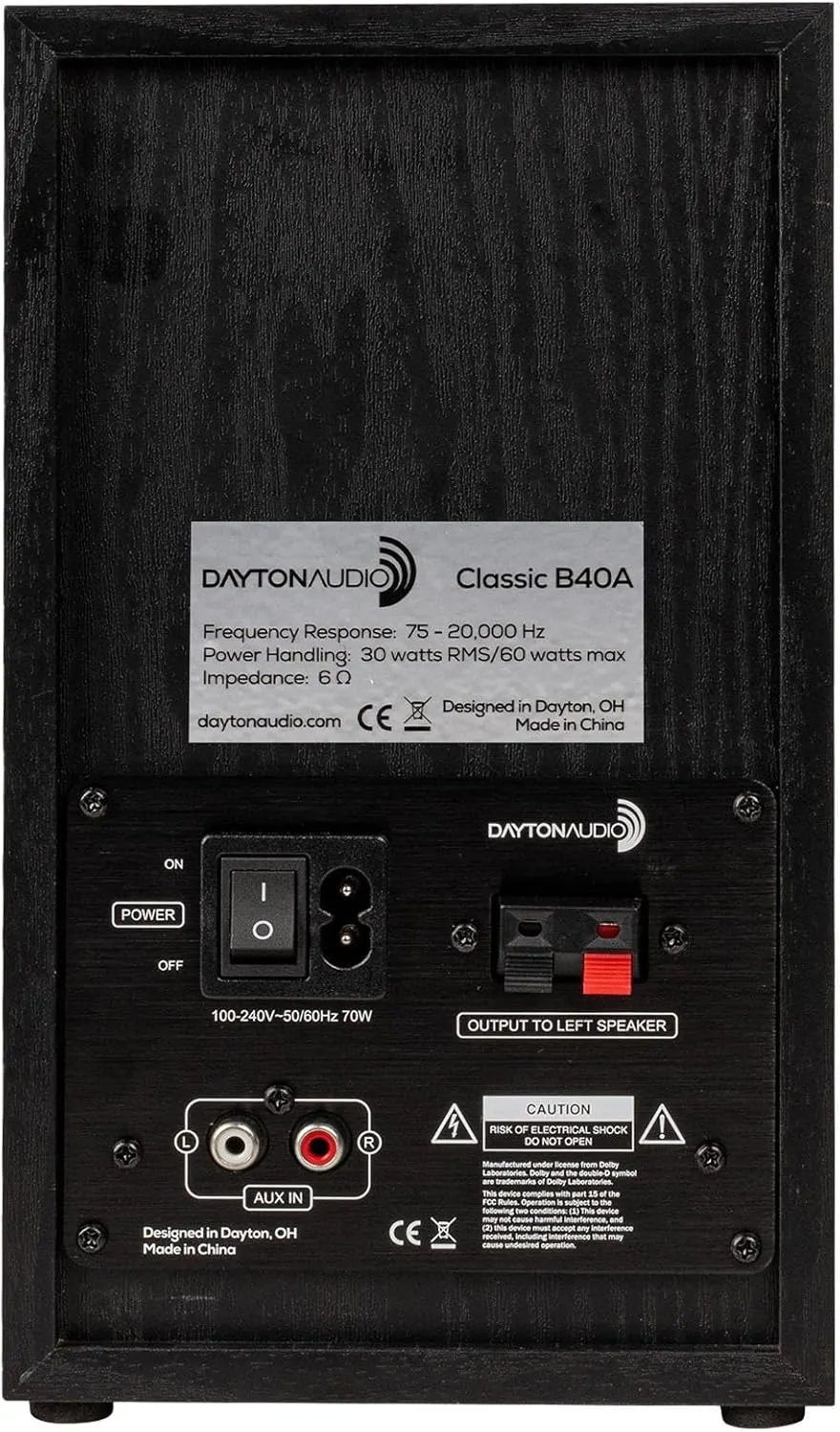Dayton Audio Classic B40A Powered Bookshelf Speaker Pair Black
