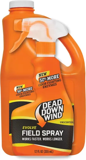 Dead Down Wind Evolve Field Spray Combo â€“ 12 oz. & 64 oz. Refill Bottle, Unscented, Broad-Spectrum, Odor-Eliminating Hunting Spray, Orange