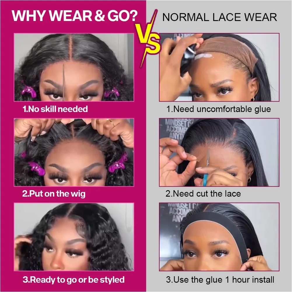 Deep Wave Bob Wig Human Hair 200% Density 5x5 Hd Lace Closure Wigs Human Hair Bob Wigs For Black Women Wear And Go Glueless Curly Bob Wig Deep Wave Wig 14 Inch