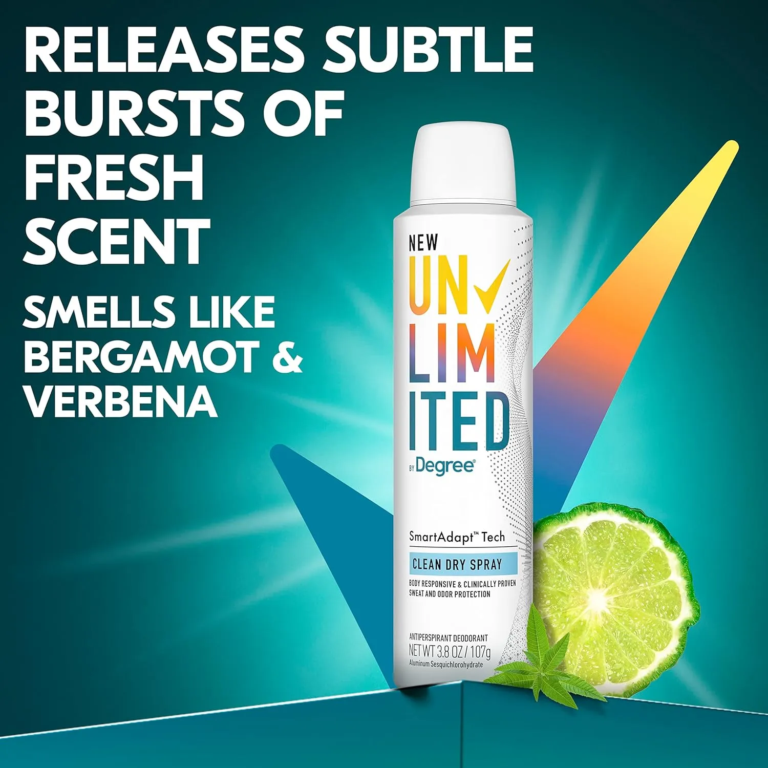 Degree Unlimited Antiperspirant Deodorant Dry Spray Clean 2 Count Long-Lasting Sweat & Odor Protection with Antiperspirant Technology SmartAdapt Tech 3.8 oz