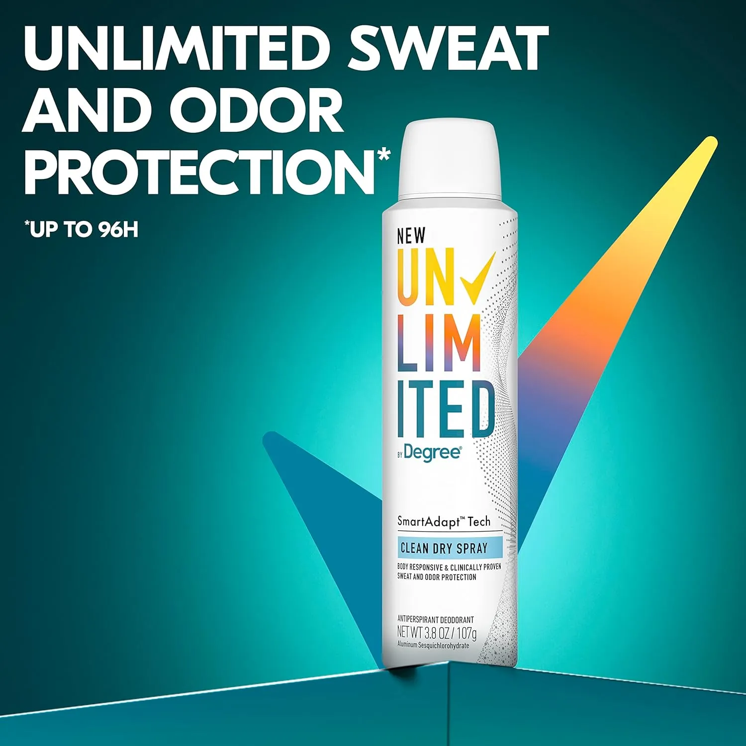 Degree Unlimited Antiperspirant Deodorant Dry Spray Clean 2 Count Long-Lasting Sweat & Odor Protection with Antiperspirant Technology SmartAdapt Tech 3.8 oz