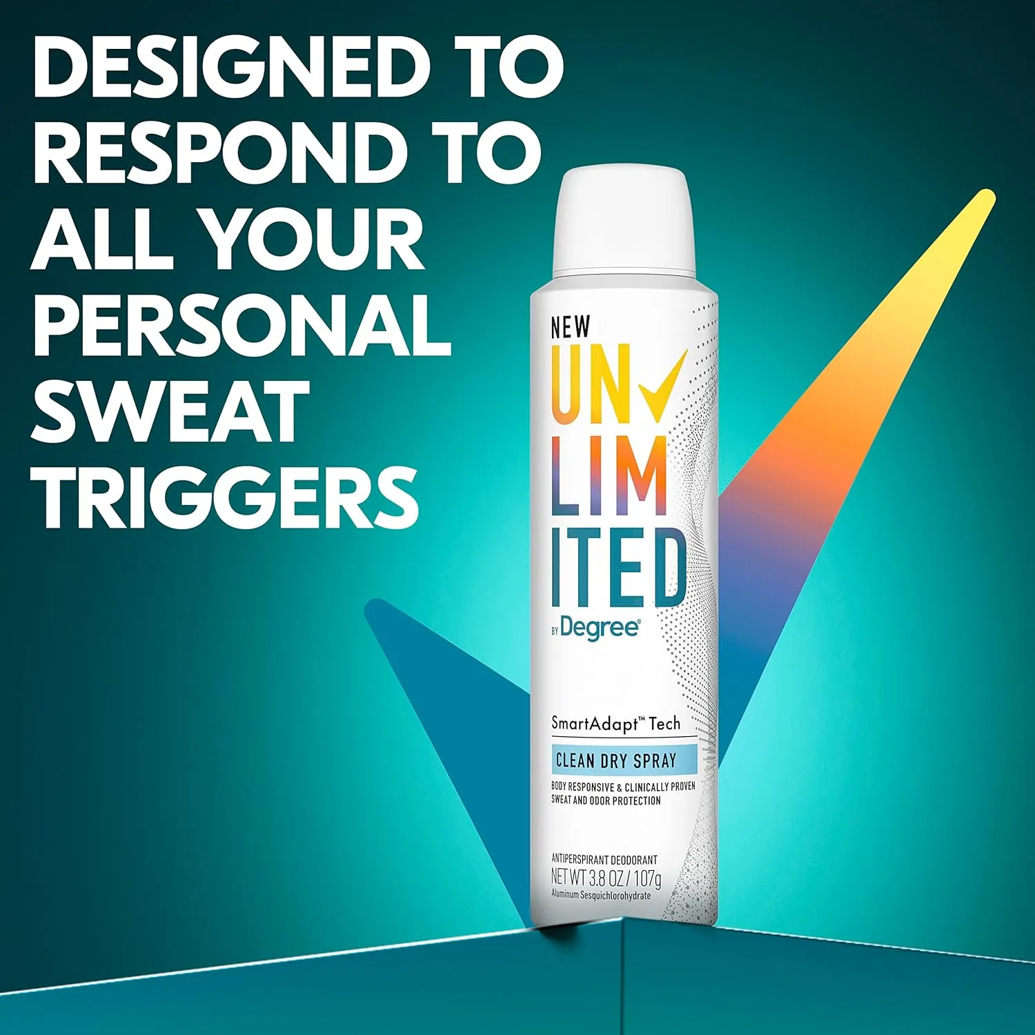 Degree Unlimited Antiperspirant Deodorant Dry Spray Clean 2 Count Long-Lasting Sweat & Odor Protection with Antiperspirant Technology SmartAdapt Tech 3.8 oz