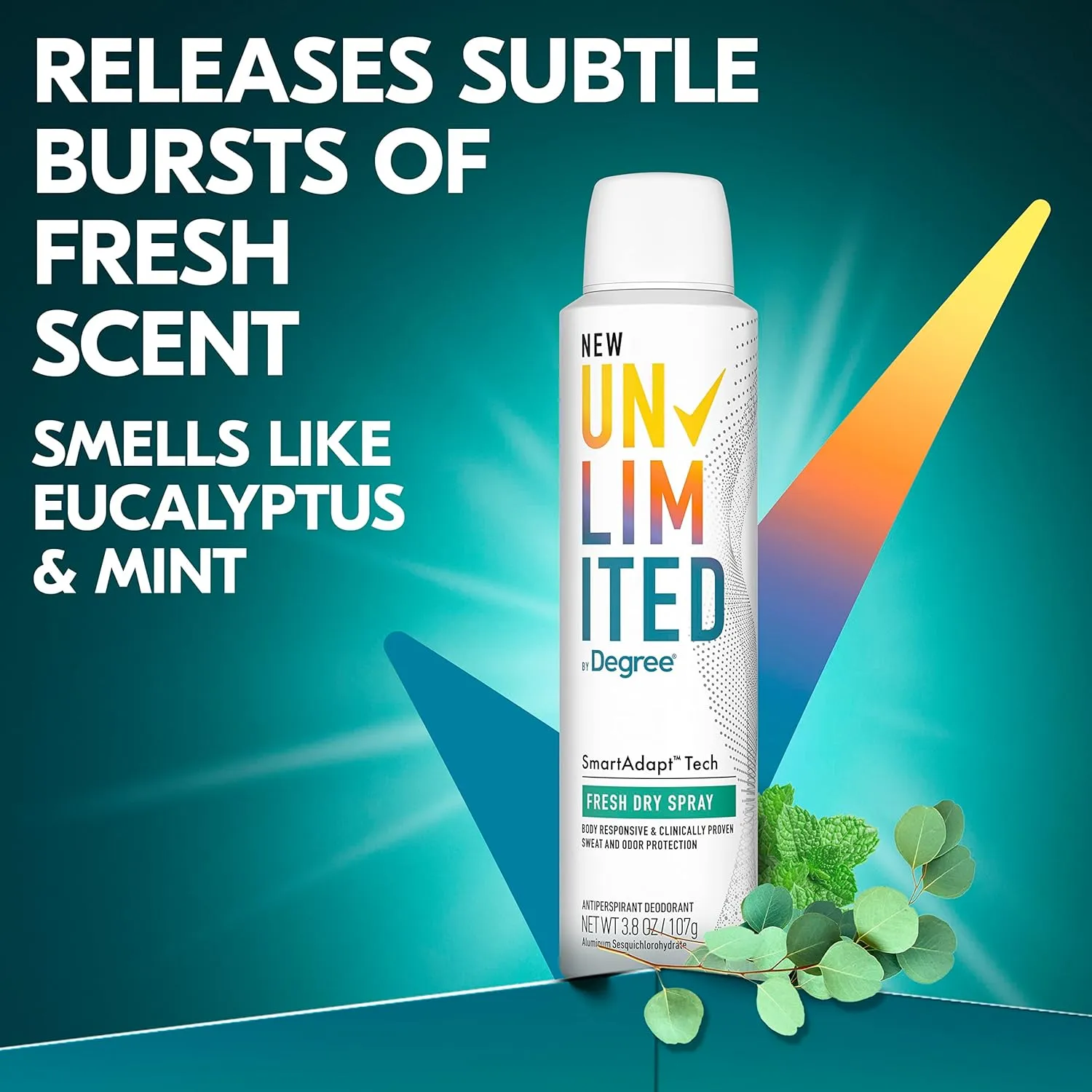 Degree Unlimited Antiperspirant Deodorant Dry Spray Fresh 2 Count Long-Lasting Sweat & Odor Protection with Antiperspirant Technology SmartAdapt Tech 3.8 oz