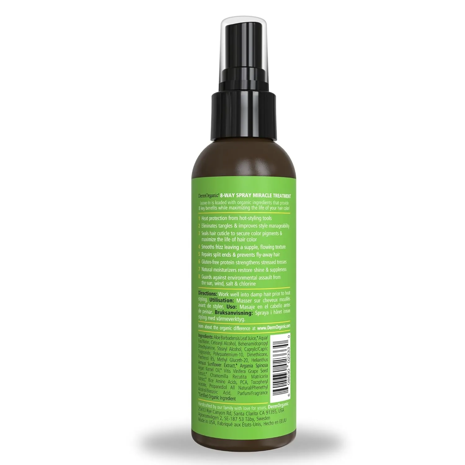DermOrganic Color Care with Sunflower Anti-Fade Extract - Sulfate-Free 8-WAY THERMAL SPRAY – 8 Fl Oz