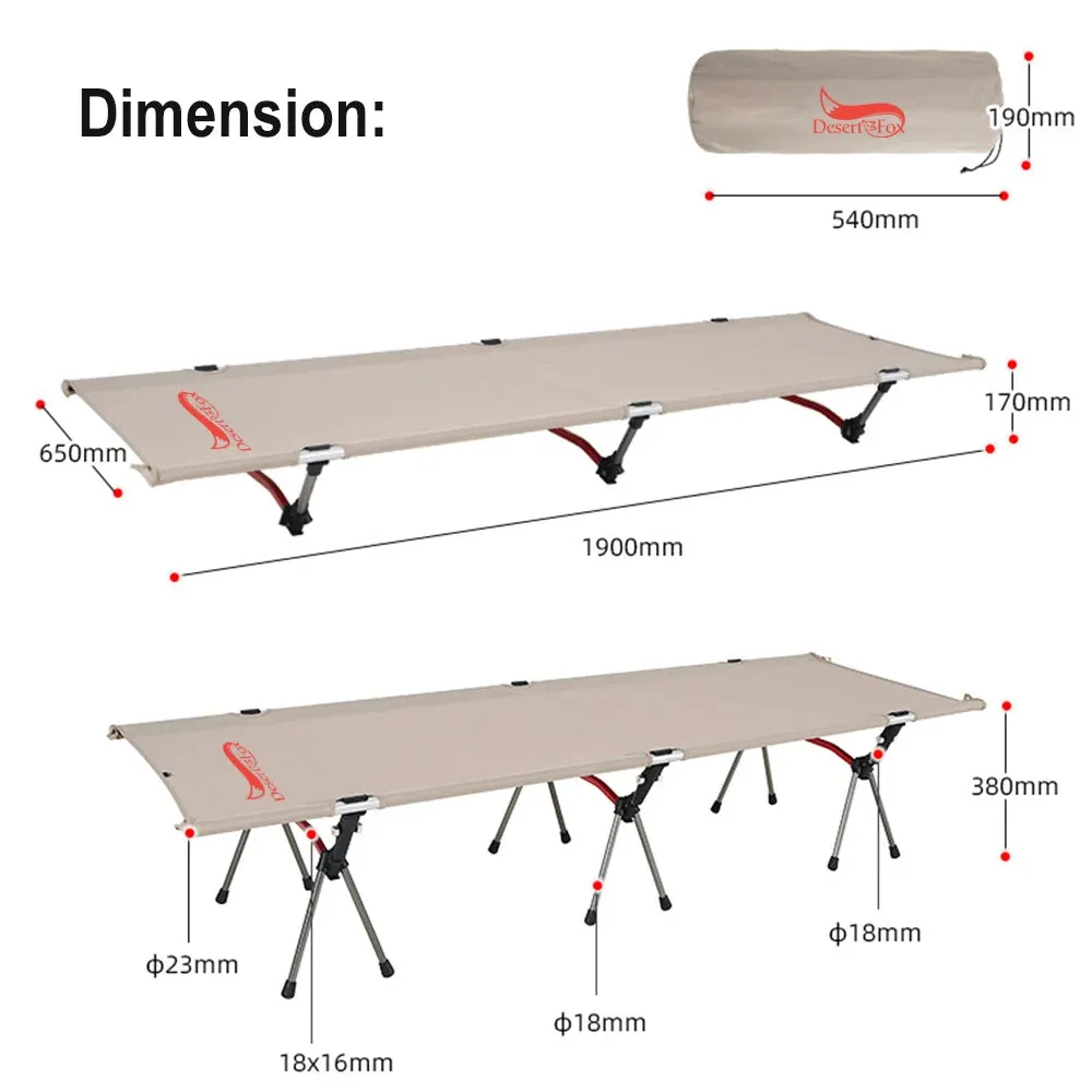 Desert & Fox Collapsible Camping Cot with Carry Bag - Portable Folding Sleeping Bed for Adults and Kids