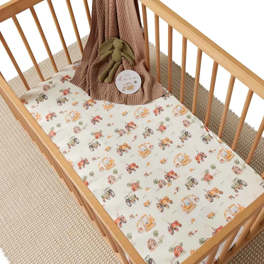 Diggers & Tractors Organic Fitted Cot Sheet