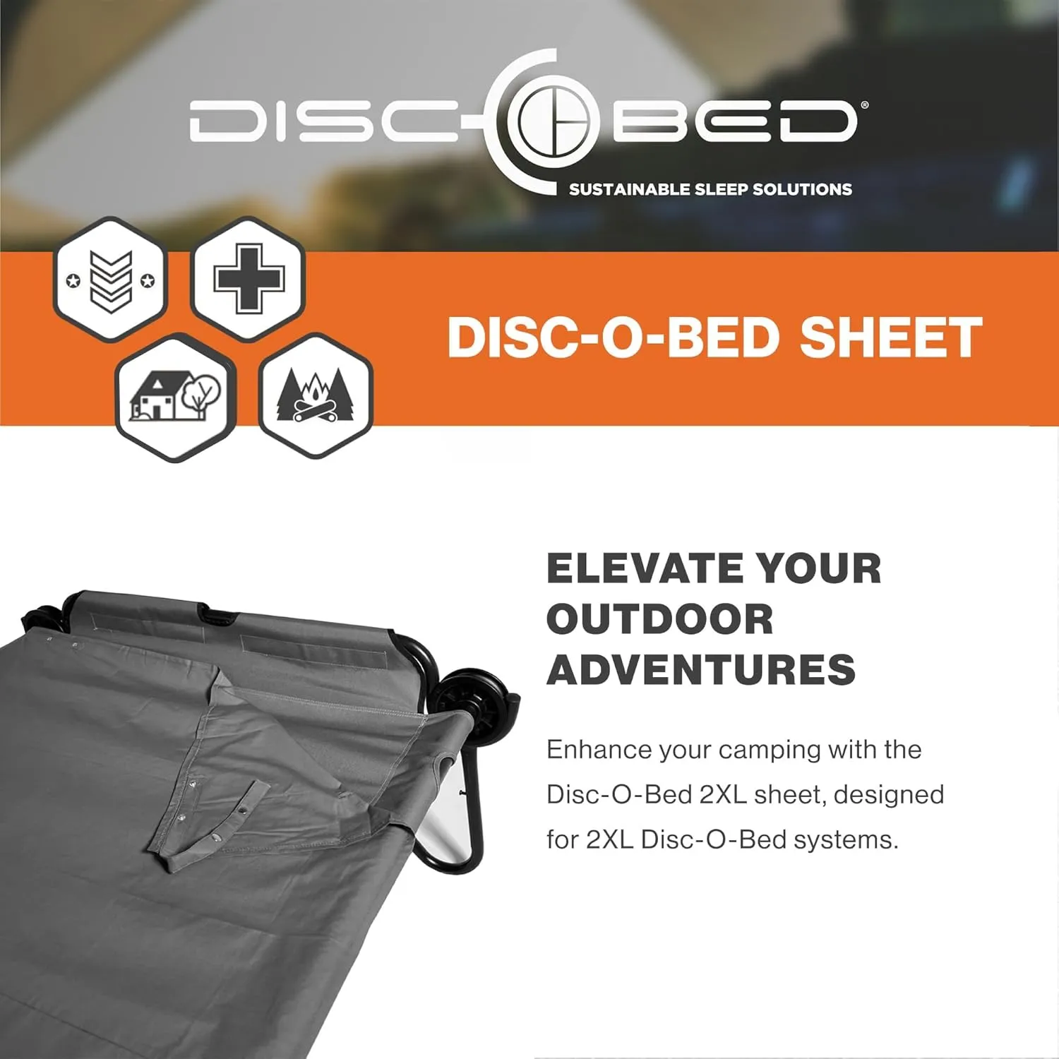 Disc-O-Bed Cot Sheet for Folding Bed Systems and Camping, Extra Wide XXL Portable Sleeping Mattress Cover for Adults, Travel Bag Friendly, Grey