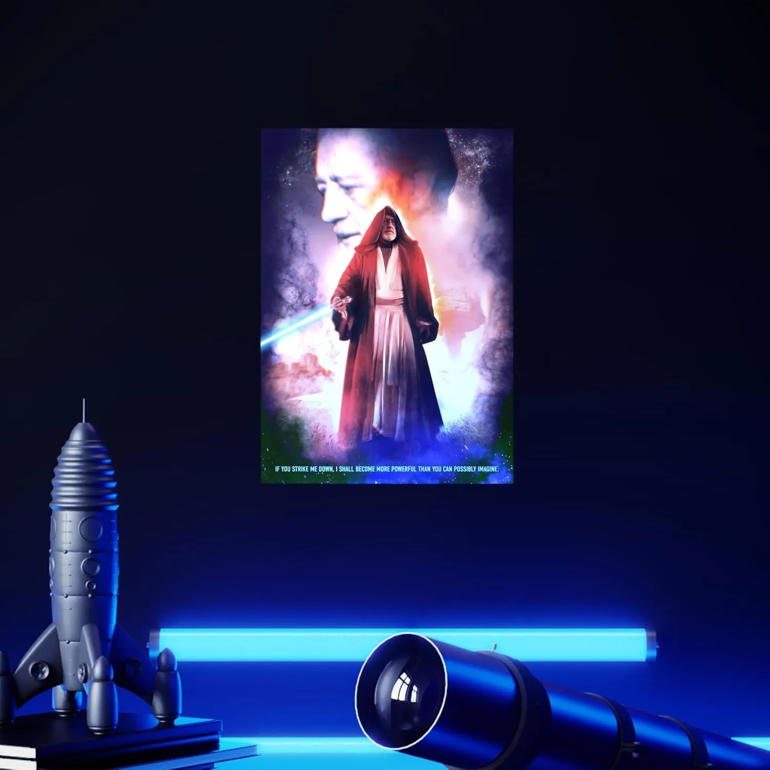 Displate Star Wars Metallposter - Main Characters Ben Kenobi Poster - Geschenk, Deko, Plakatte - 17.7L" x 12.6W"