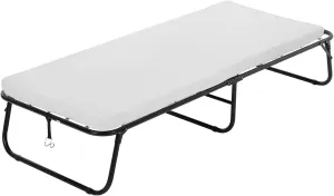 Dkeli Folding Bed Guest Rollaway Bed Frame with 3 Inch Comfort Foam Mattress Heavy Duty 300Lbs Capacity Twin Size Bed Extra Portable Flodaway Camping Cots for Adults, Kids