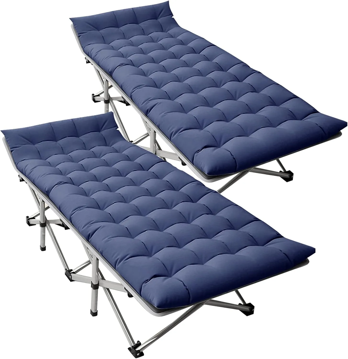 DoCred Folding Camping Cot with Mattress, 2 Pack Heavy Duty Folding Cot for Adults, Portable Sleeping Cot Bed Adults Outdoor Bed with Carry Bag, Travel Camp Cots