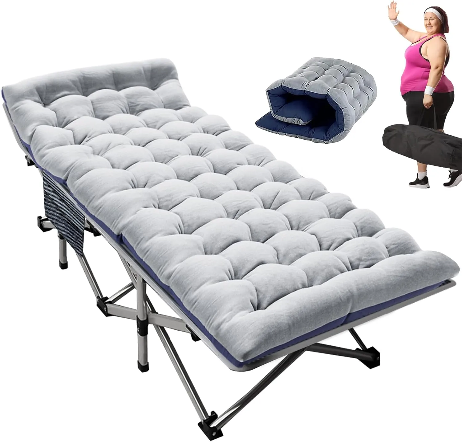 DoCred Folding Camping Cot with Mattress,Fold Cots,Portable Sleeping Bed,17 Pounds Weight,Over 900 lbs Weight Capacity