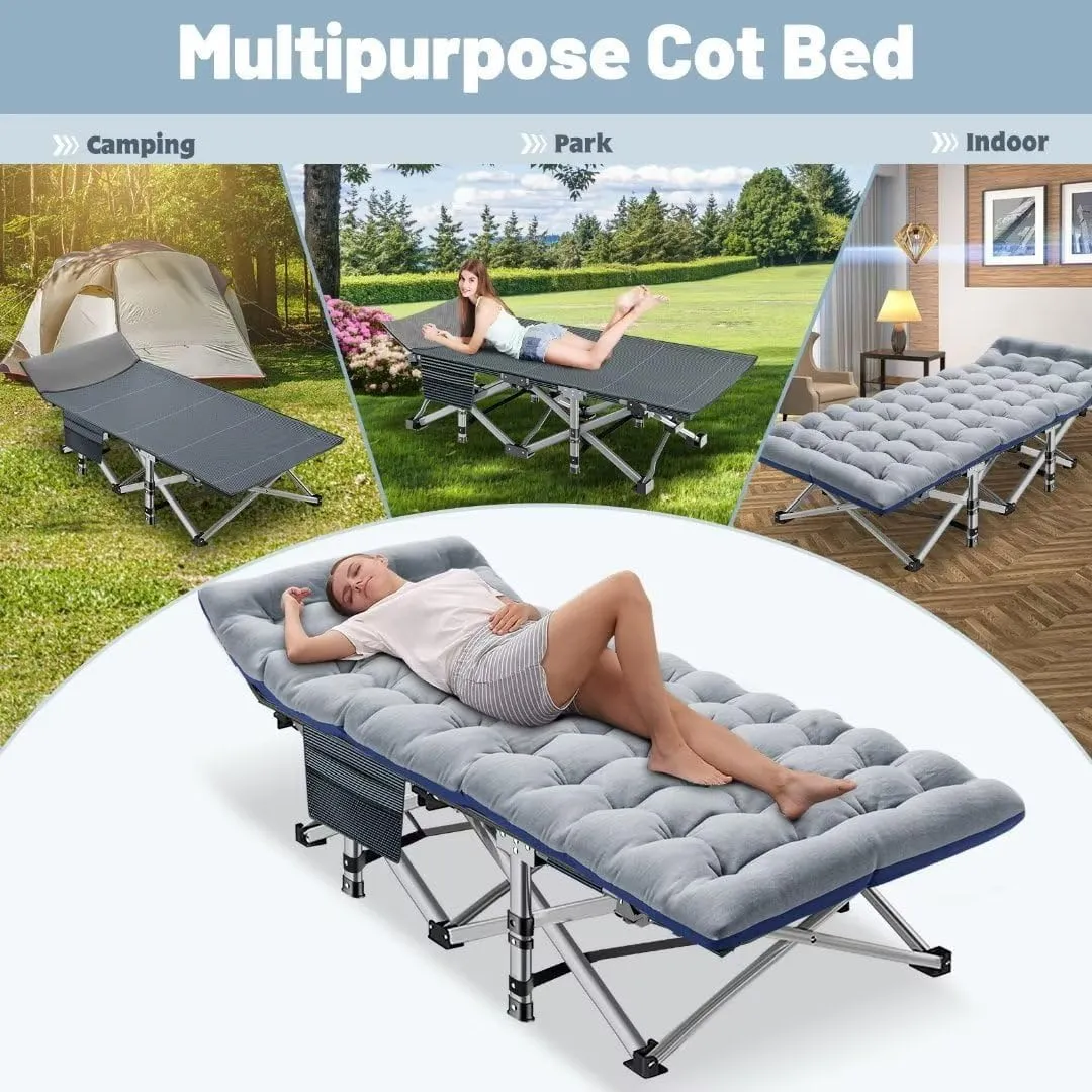 DoCred Folding Camping Cot with Mattress,Fold Cots,Portable Sleeping Bed,17 Pounds Weight,Over 900 lbs Weight Capacity