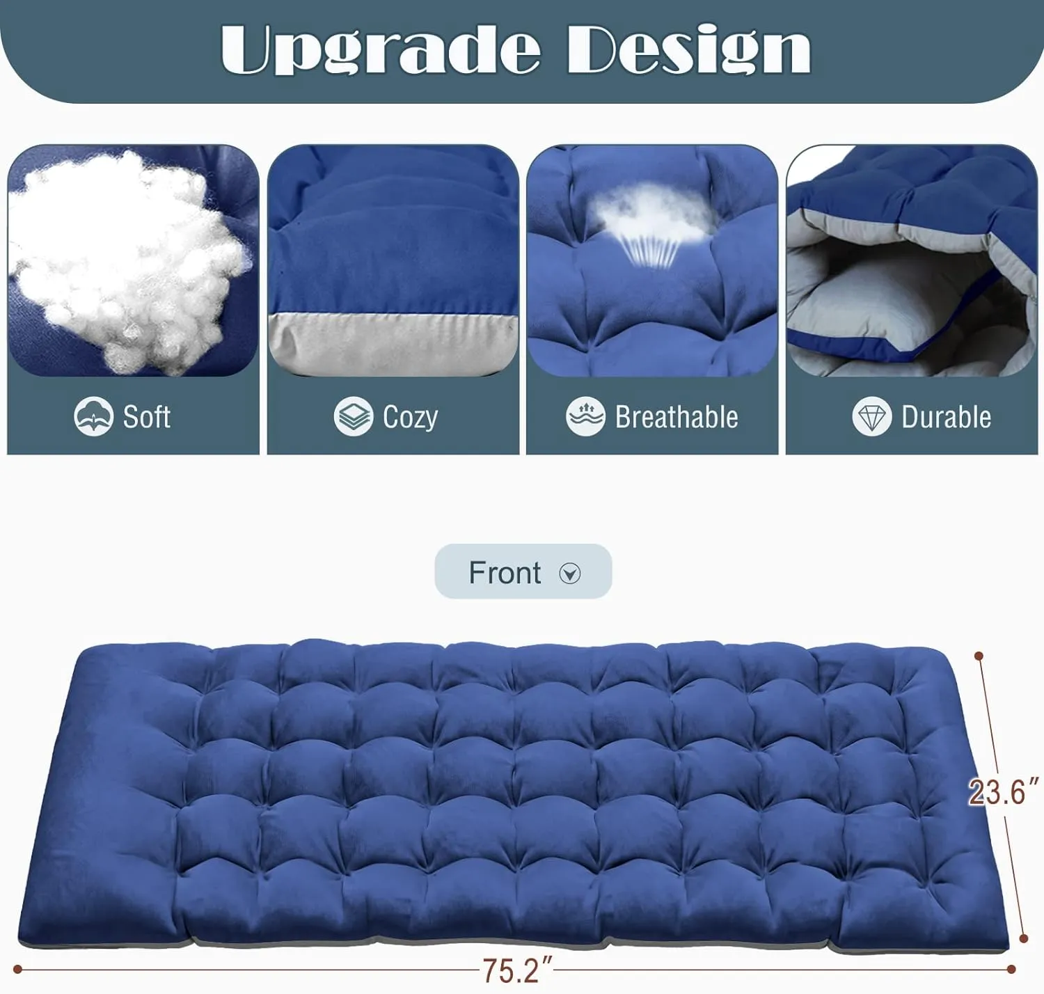 DoCred Folding Lounge Chair with Mattress, 5 Position Adjustable Folding Sleeping Bed Cot Chaise Lounge Chairs Perfect for Sunbathing, Camping, Pool, Beach, Patio