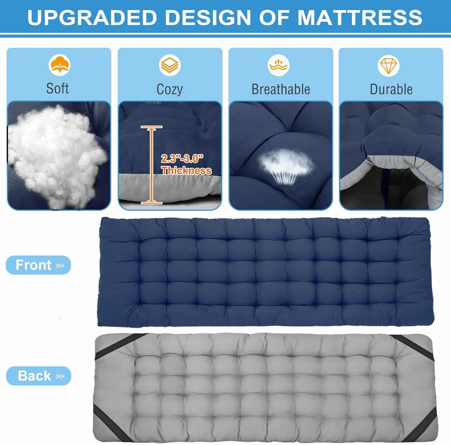 DoCred Oversized XXL Folding Camping Cot with Mattress, Heavy Duty Sleeping Cot Bed Portable Adults Outdoor Bed with Carry Bag, Travel Camp Cots