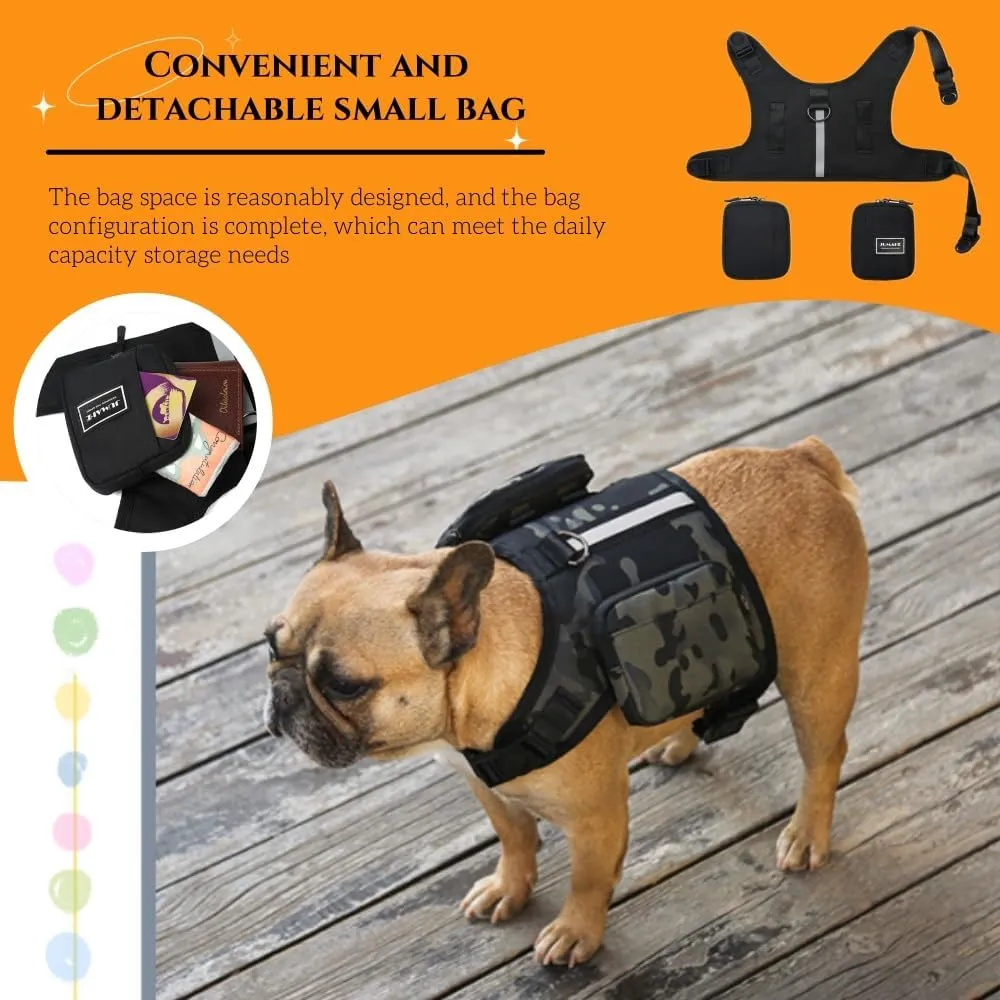 Dog Harness Backpack,Dog Backpack,Dog Hiking Backpack with Side Pockets & Adjustable Strap,Pets Self Carrier Bag for Traveling Camping Hiking