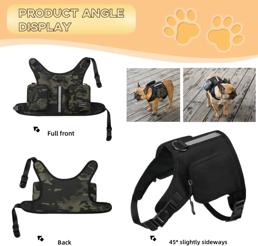 Dog Harness Backpack,Dog Backpack,Dog Hiking Backpack with Side Pockets & Adjustable Strap,Pets Self Carrier Bag for Traveling Camping Hiking