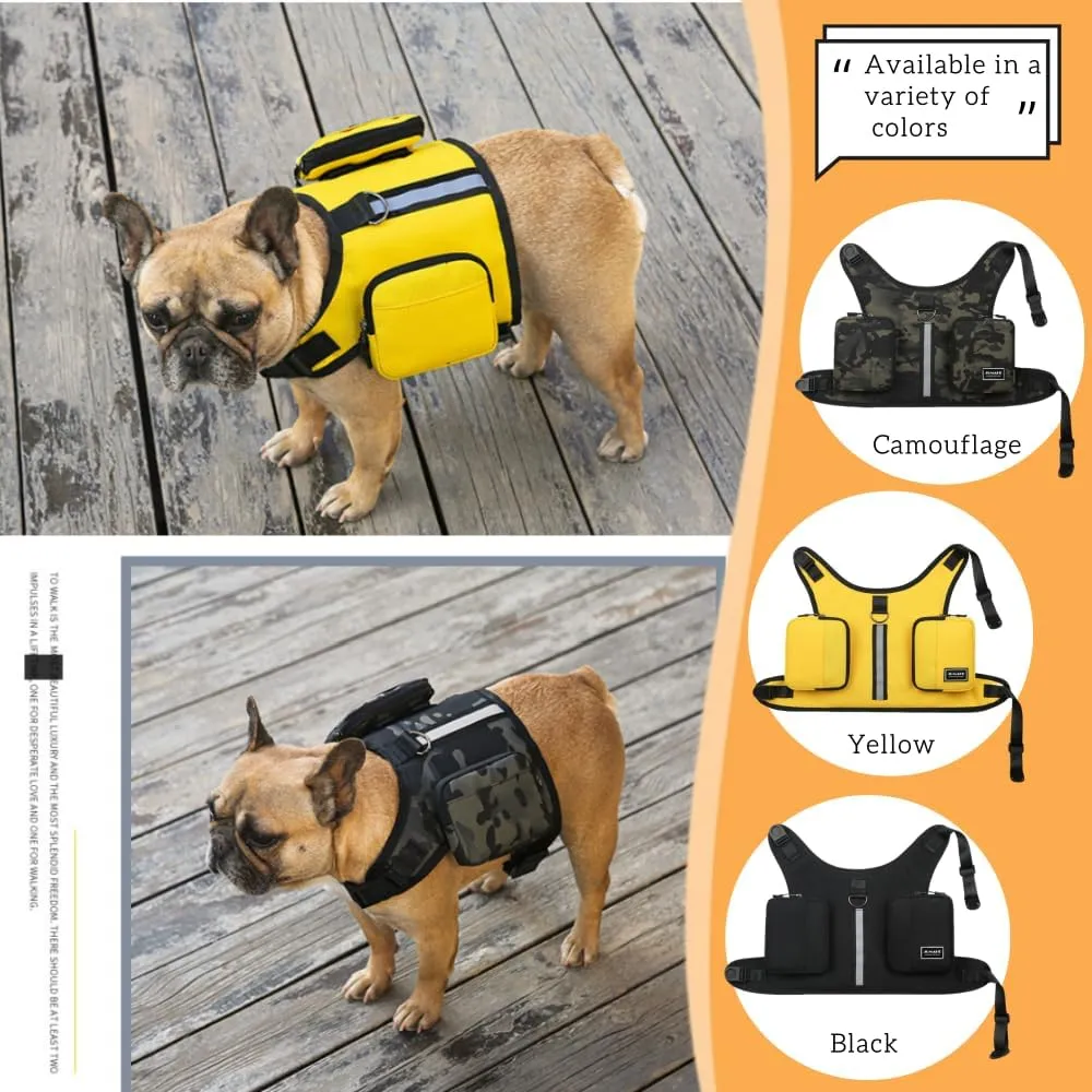 Dog Harness Backpack,Dog Backpack,Dog Hiking Backpack with Side Pockets & Adjustable Strap,Pets Self Carrier Bag for Traveling Camping Hiking
