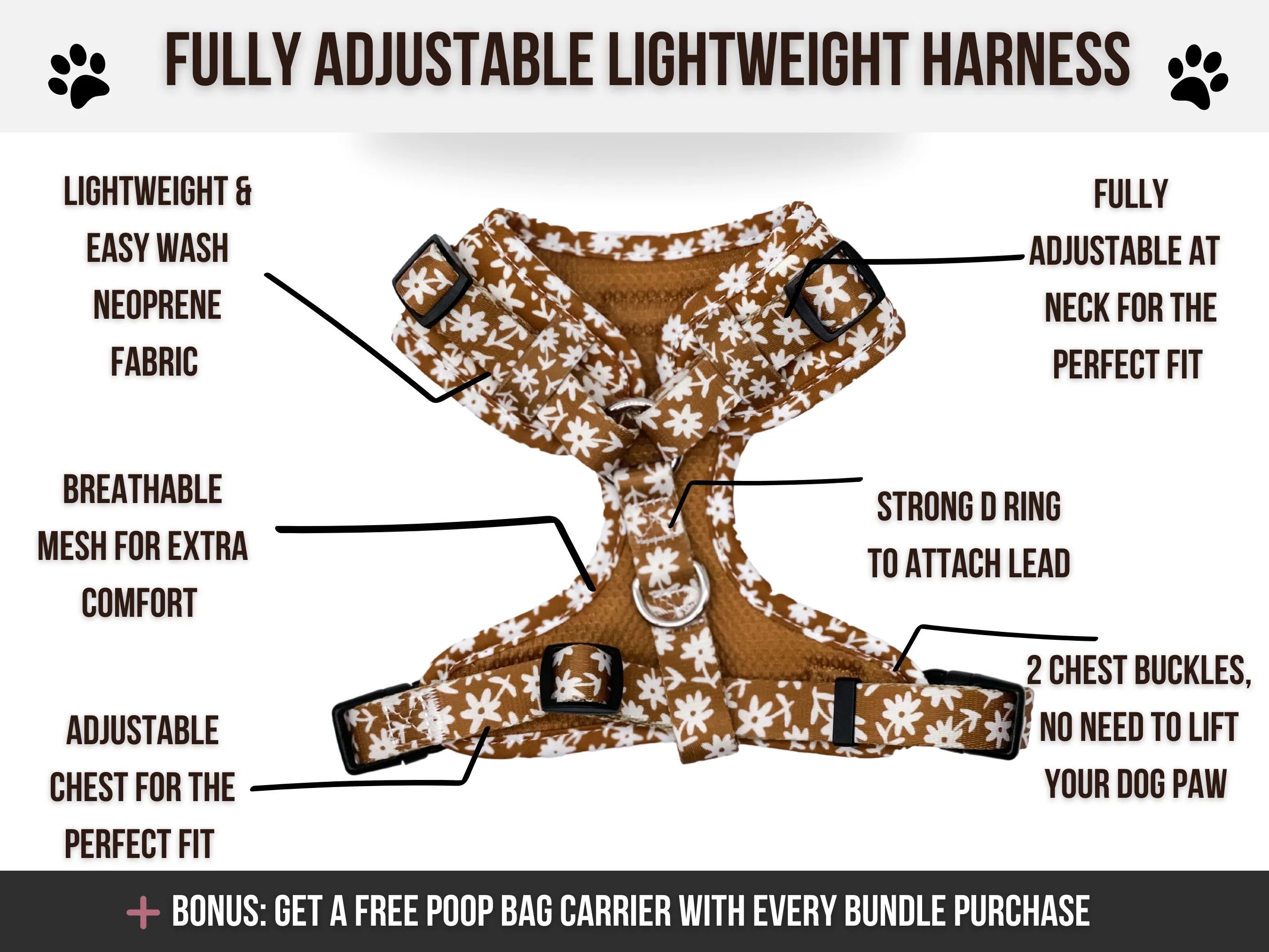 Dog harness , Dog collar and lead set | BUNDLE OF YOUR CHOICE | Bloom me away