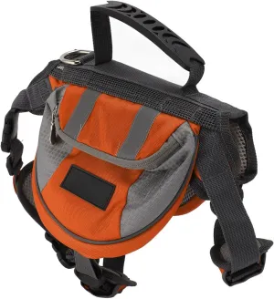 Dog Harness Saddlebag, Easy To Wear Portable Durable Dog Backpack Saddle Bag Reflective Stripe for Travel (Orange)