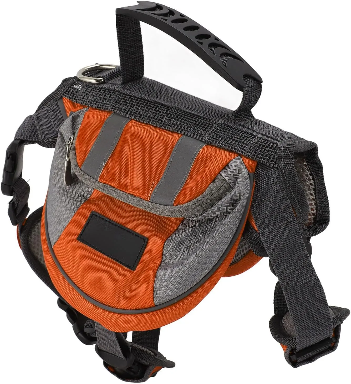 Dog Harness Saddlebag, Easy To Wear Portable Durable Dog Backpack Saddle Bag Reflective Stripe for Travel (Orange)