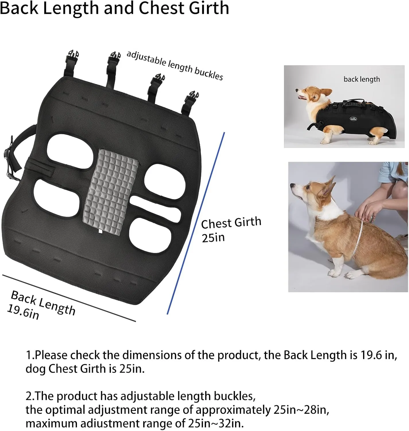Dog Lift Harness Full Body Dog Backpack Harness Emergency Dog Backpack for Disabled, Old, Joint Injuries, Loss of Stability Dogs Small(33-66 LBS)