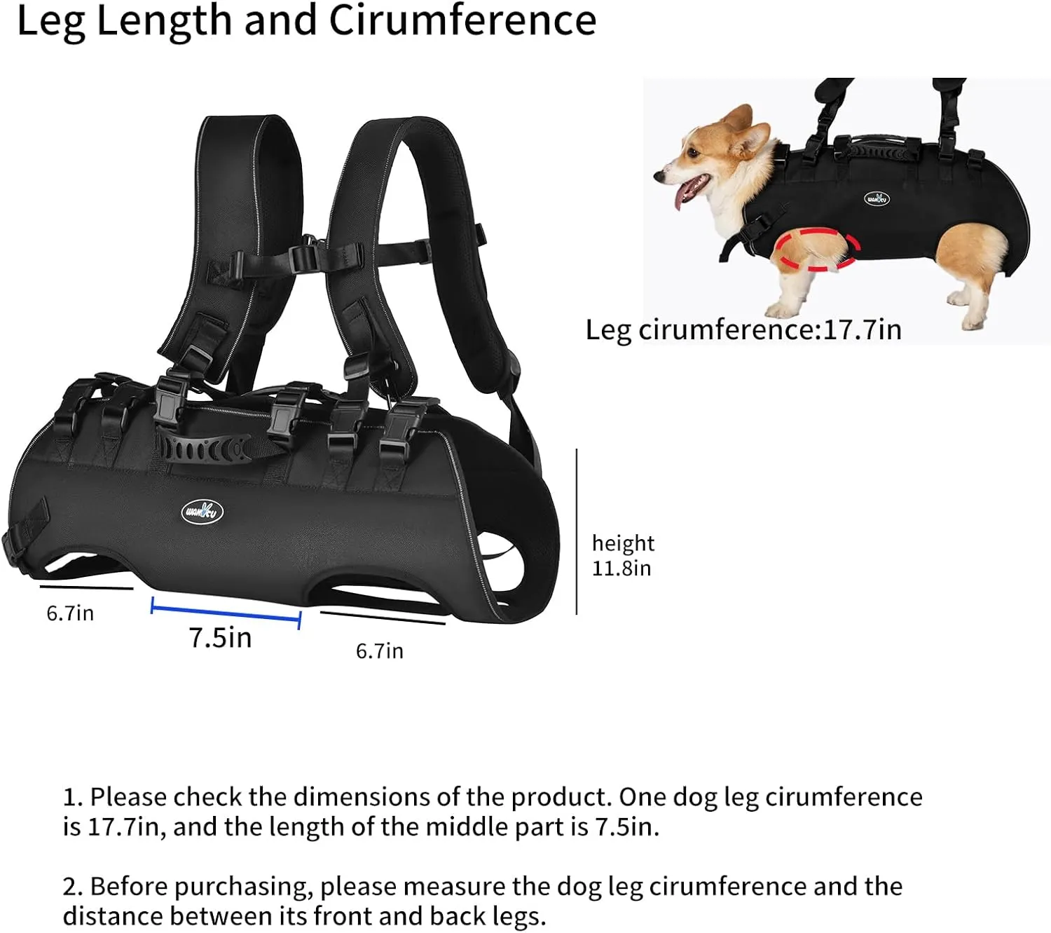 Dog Lift Harness Full Body Dog Backpack Harness Emergency Dog Backpack for Disabled, Old, Joint Injuries, Loss of Stability Dogs Small(33-66 LBS)