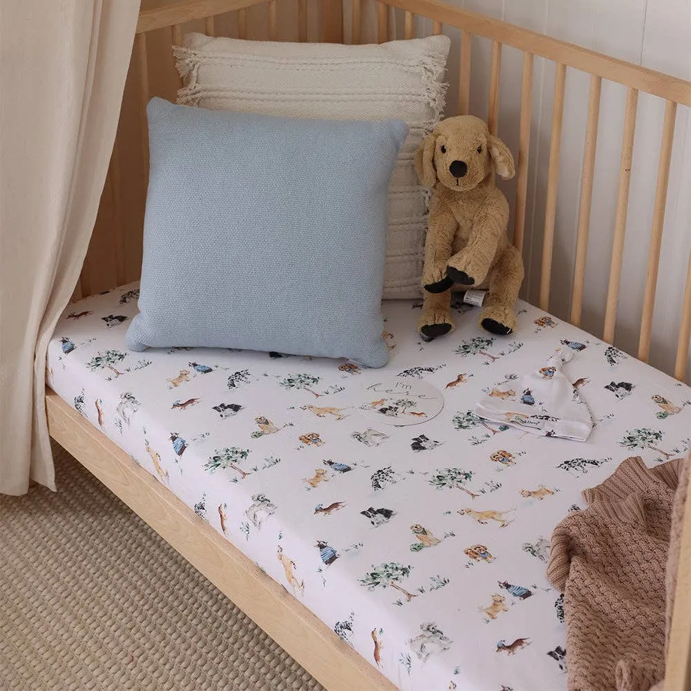 Dog Park Organic Fitted Cot Sheet