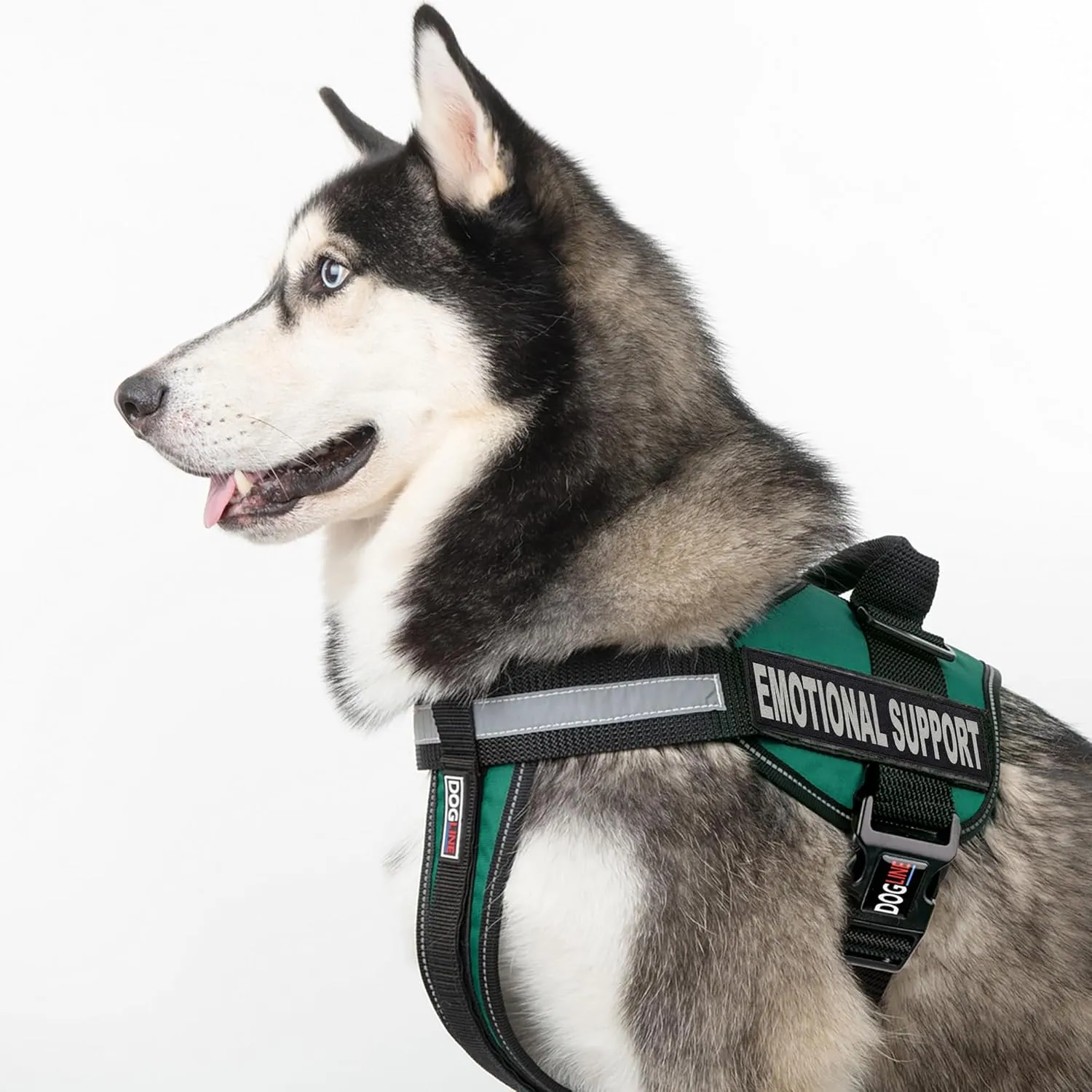 Dogline Unimax Dog Harness Vest with Emotional Support Patches Adjustable Straps Breathable Neoprene for Identification Training Dogs Girth 15 to 19 in Turquoise