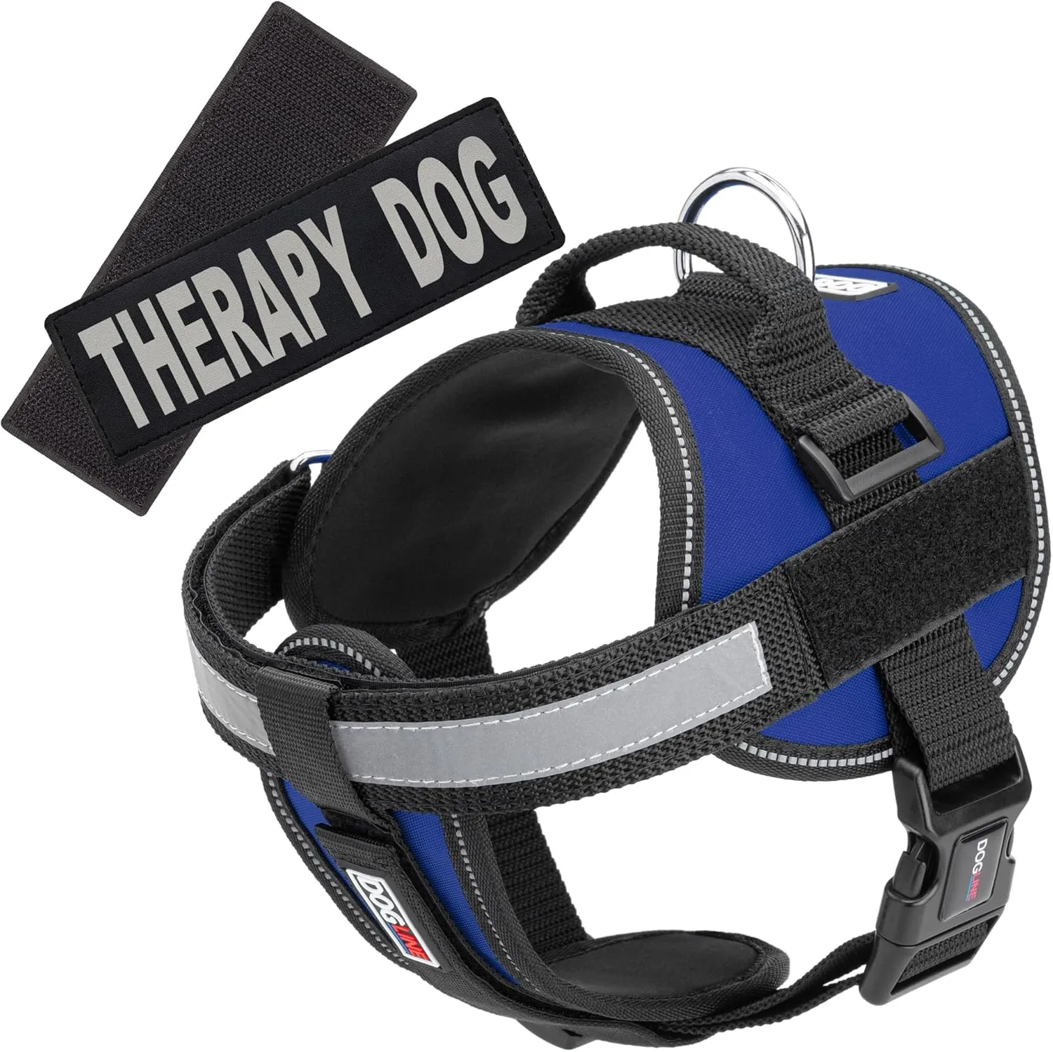 Dogline Unimax Multi-Purpose Vest Harness for Dogs and Removable Therapy Dog Patches X-Large 36 to 46" Blue