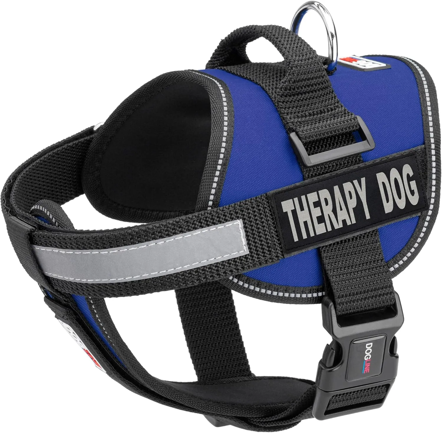 Dogline Unimax Multi-Purpose Vest Harness for Dogs and Removable Therapy Dog Patches X-Large 36 to 46" Blue