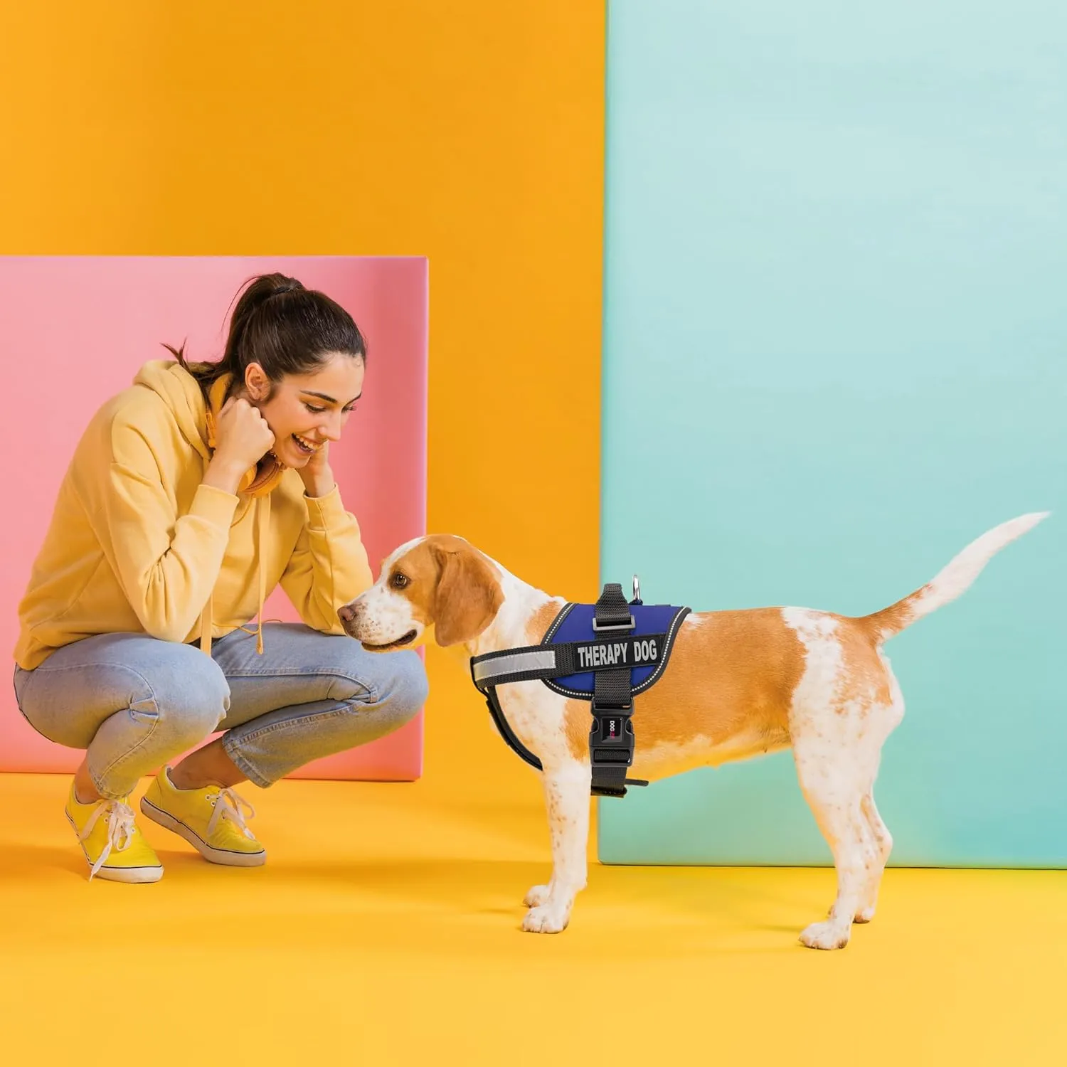Dogline Unimax Multi-Purpose Vest Harness for Dogs and Removable Therapy Dog Patches X-Large 36 to 46" Blue
