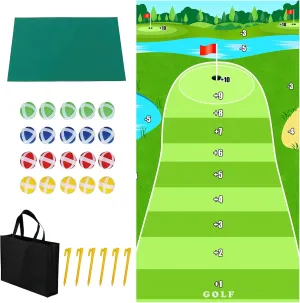 Dollox Golf Chipping Game Set with Hitting Mat – Indoor & Outdoor Practice Kit for Adults & Kids, Family Golf Game with 20 Sticky Balls (No Club)