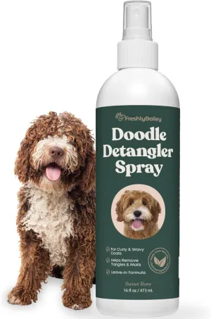 Doodle Detangler Spray - Natural Dog Detangling Spray and Leave in Conditioner for Dogs - Great for Goldendoodle, Poodle, Labradoodle, Bernedoodle - 16 Fl Oz Freshly Bailey
